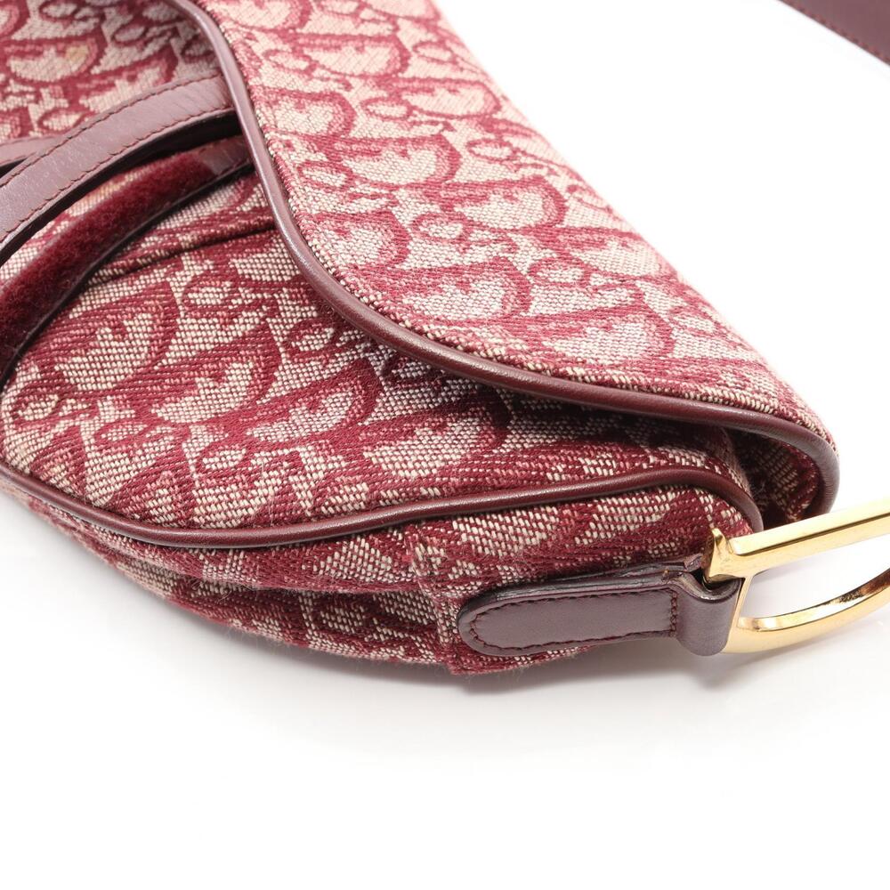 Dior Saddle Bag Handbag Canvas Leather Bordeaux Red - Picture 6 of 9